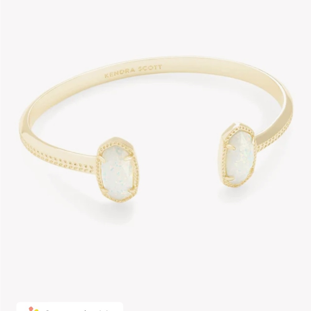 Kendra Scott Elton Gold Cuff Bracelet in White Kyocera Opal
